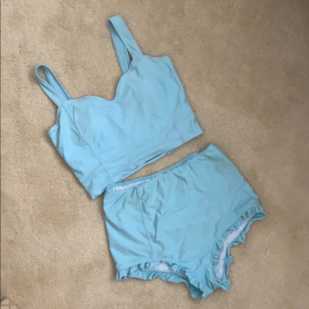 Kortni Jeane BABY BLUE High Rise Swimsuit